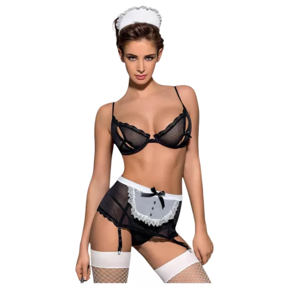 Obsessive Maidme - costume cameriera sexy 6 pezzi - travestimento donna - L/XL