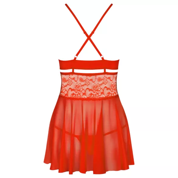 Obsessive - babydoll sexy in pizzo con perizoma - rosso