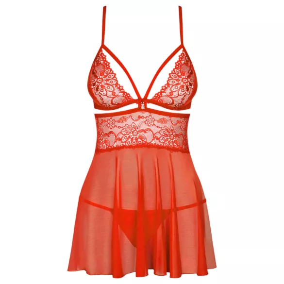 Obsessive - babydoll sexy in pizzo con perizoma - rosso - L/XL
