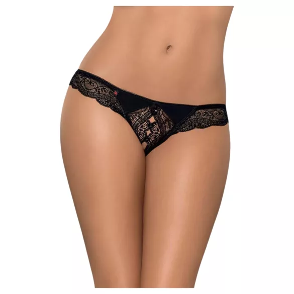 Obsessive Miamor - tanga donna aperta con strass - pizzo nero - L/XL