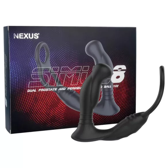 Nexus Simul8 - anello fallico vibrante con dildo anale - nero