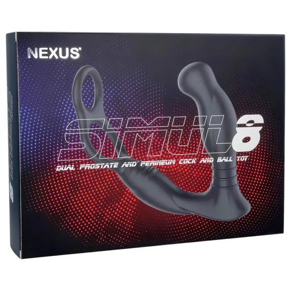 Nexus Simul8 - anello fallico vibrante con dildo anale - nero