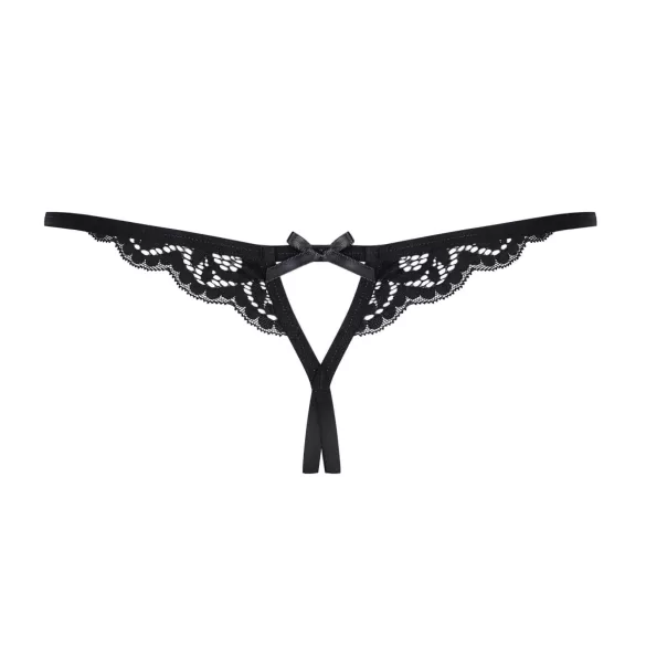 Obsessive - tanga aperta in pizzo con fiocchetto - nero
