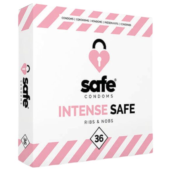 SAFE - Preservativo stimolante con rilievi e punti - 36 pezzi