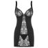 Obsessive - babydoll con perizoma - trasparente nero - L/XL