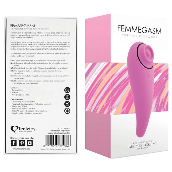 FEELZTOYS Femmegasm - vibratore clitoride 2in1 ricaricabile - silicone rosa