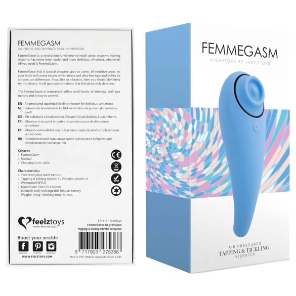 FEELZTOYS Femmegasm - Vibratore clitorideo 2in1 ricaricabile (blu)