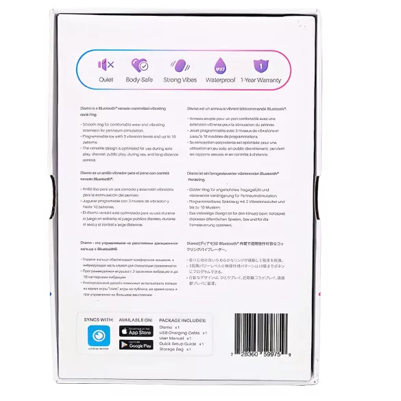 LOVENSE Diamo - anello vibrante pene intelligente - silicone nero