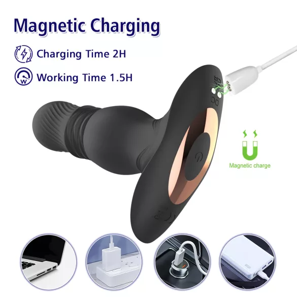 Aixiasia Roy - vibratore anale spingente ricaricabile wireless - nero