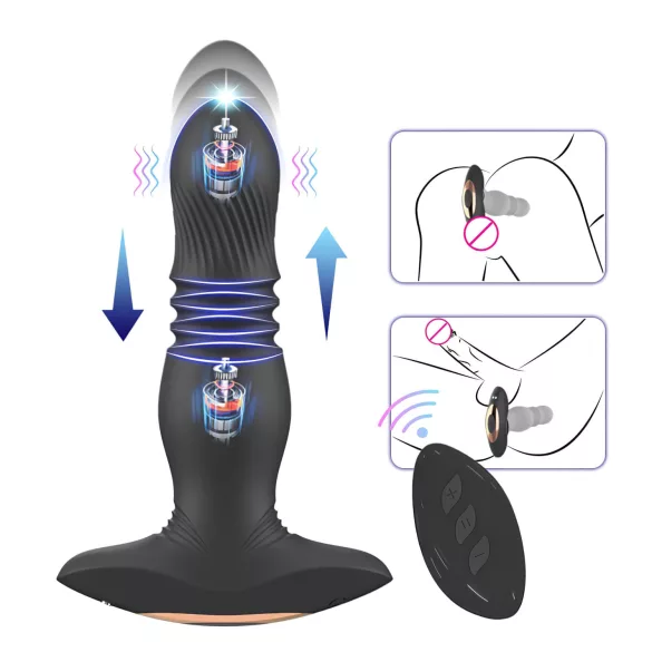 Aixiasia Roy - vibratore anale spingente ricaricabile wireless - nero
