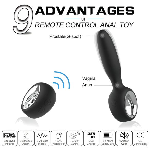 Aixiasia Dylon-Remote - vibratore anale wireless ricaricabile nero