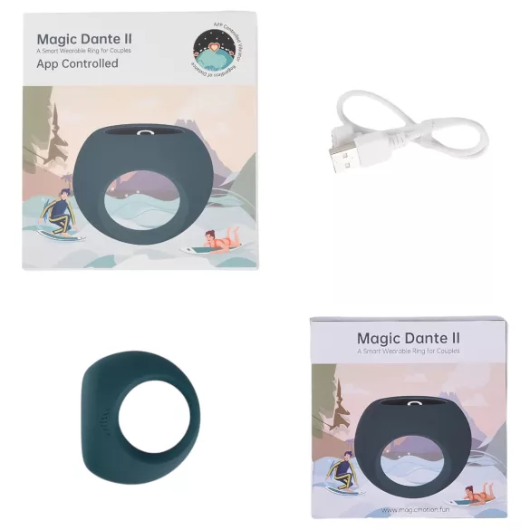 Magic Motion Dante II - anello fallico vibrante intelligente - ricaricabile blu