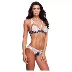 Baci - Set reggiseno floreale con pizzo + slip aperto