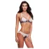 Baci - Set reggiseno floreale con pizzo + slip aperto - M/L