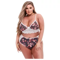 Baci - set lingerie taglia comoda - floreale in pizzo - nero