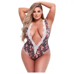 Baci Plus Size - body in pizzo floreale - taglie forti