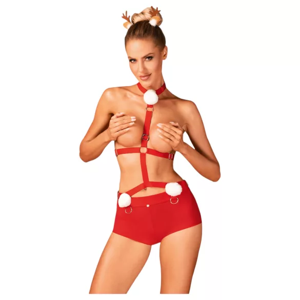 Costume renna donna "Ms Reindy" Obsessive - set 2 pezzi - rosso - M/L
