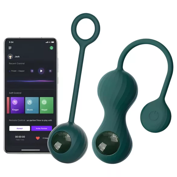 Magic Motion Crystal Duo - Palline geisha vibranti a controllo app (verde)