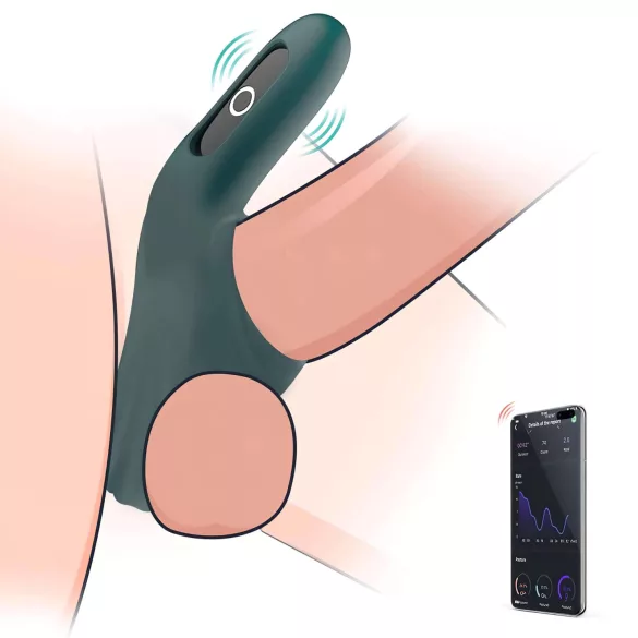 Magic Motion Rise - anello fallico vibrante ricaricabile smart - silicone verde