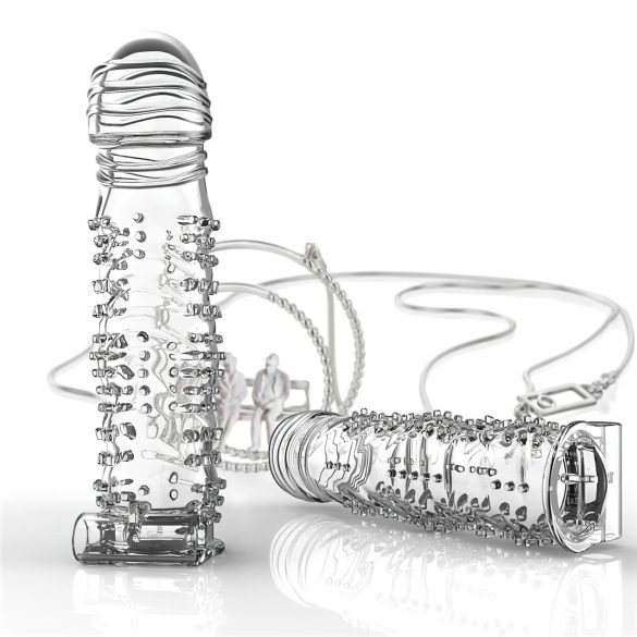 Lonely - guaina fallica vibrante con stimolatori - trasparente